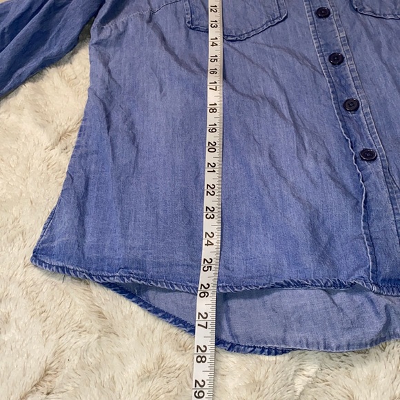 Rebel Wilson x Angels Chambray plus size Army with pockets button up shirt 1X - Picture 8 of 13